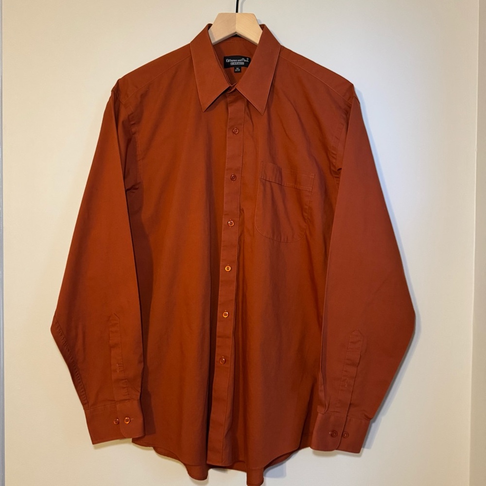 Kilburne & Finch Button Up Dress Shirt Rust Orange Men's 16 34/35 (X134)